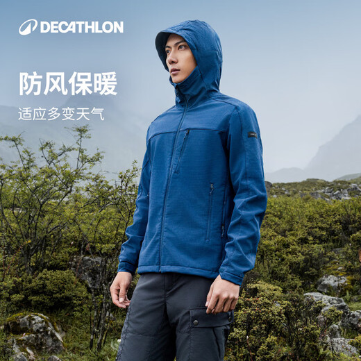 Decathlon (DECATHLON) outdoor casual clothing, outdoor fishing soft shell clothing, water-repellent, velvet liner, new MT500 men's model, midnight blue L