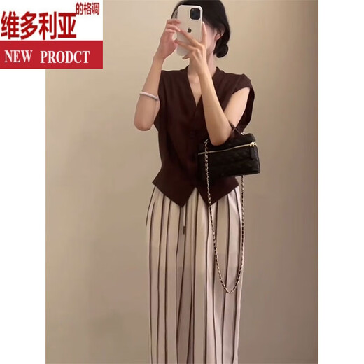 维多利亚的格调微胖法式独特小上衣女2025夏季新款又a又飒御姐感气质两件套 杏色条纹裤子 S