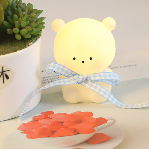 德品diy小夜灯卡通可爱床头氛围灯 儿童摆件宿舍创意小夜灯 1w 丝 006可可鸭黄色12cm