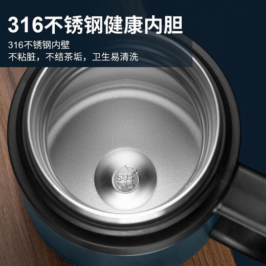 316 Edelstahl Thermos Cup Männer und Frauen Brauen Tee Tasse 304 Wasserbecher Büro Großkapazität mit Griff 500 ml Knight Black T6172