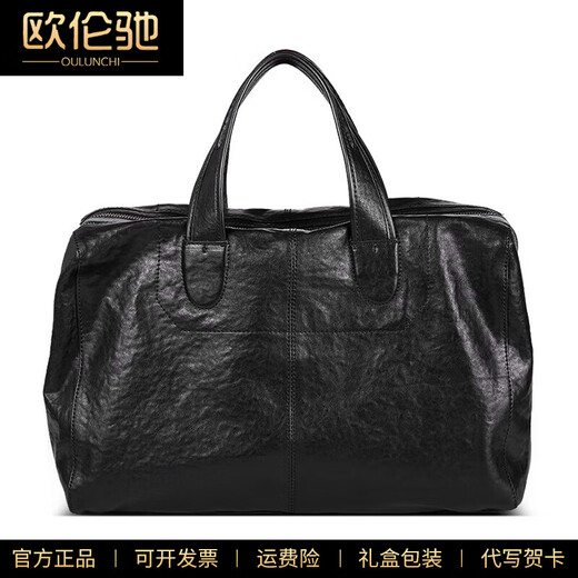 OULUNCHI hand reisetasche männer echtes leder große kapazität männer tasche leder schulter umhängetasche business männer handtasche schwarz 29*18*40CM
