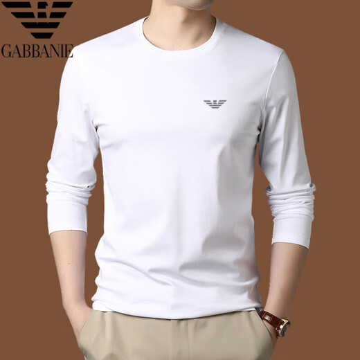 ARMANIBR ARMANI 2024 Neuer Feder- und Herbst-Dünn-Langarm-T-Shirt-T-Shirt Herrenrunde Hals reine Baumwoll-Basis-Hemd Hemd Black V-Ausschnitt 9922 Einzelgröße 165/m Empfohlen