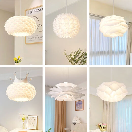 XMSJ Restaurant Chandeliers Einfache moderne kreative Designer-Raumleuchten Gang-Creme-Stil Hauptschlafzimmer Mädchen für Kinderzimmerlampen 9272 Kronleuchter 35 cm Drei-Farben E27 Lichtquelle