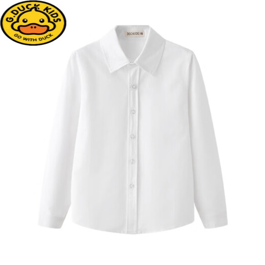 G.duck school season children's white shirt boys pure cotton shirt suit primary and secondary school uniform girls long-sleeved performance clothing hot sale white-long-sleeved shirt + red collar flower 110 recommended height 100-105cm 4-5 years old