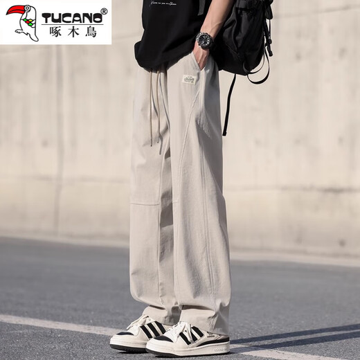 
Woodpecker casual pants men's 2025 summer trend American work pants men's loose and versatile straight wide-leg casual pants khaki XL recommended 130-150Jin [Jin equals 0.5 kg]