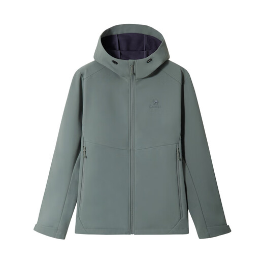 Camel Soft Shell Men's Outdoor Waterproof and Windproof Hiking and Mountaineering Sports Jacket Men's 2025 Casual Jacket Top Phantom Black L