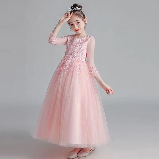 童槐儿童走秀礼服高端主持人公主裙花童婚礼小女孩洋气女童生日蓬蓬纱 826香槟色带皇冠关注优先发货 110