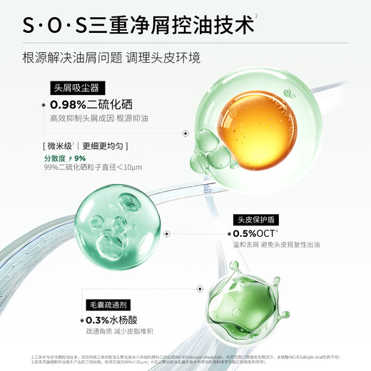 三蒂丝【小艾同款】3odice绿盾洗发水控油去屑改善头痒200ml京东自营