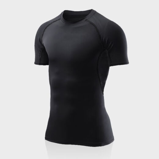 ZIPJBX Deportes para hombres de manga de manga de manga de manga de manga rápida Top Camiseta alta elástica de sudor elástica Traje de fitness con traje de baloncesto 6319 CONTINACIÓN CORTA + 829 pantalones cortos negros S (referencia: 90-100Jin [Jin equivale a 0.5 kg])