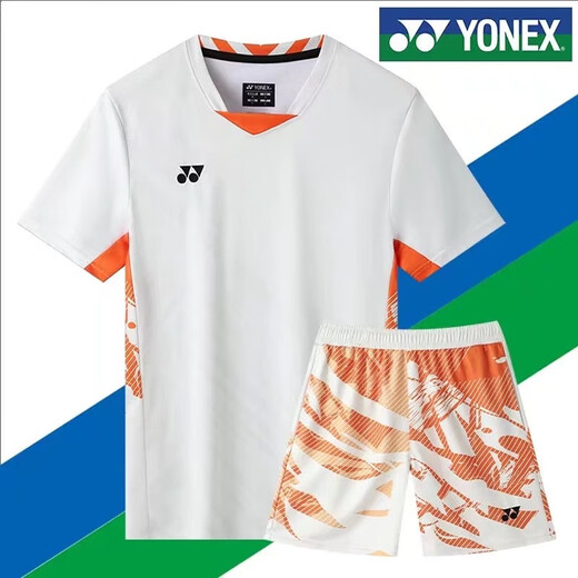 Yonex's new badminton uniform for men and women quick-drying breathable short-sleeved competition uniform for couples golf T-shirt customization silver 9227 meters white shorts 2XL