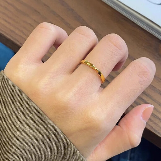 Yage 999 pure gold-plated silver ring for women gold Möbius live ring couple ring as a birthday gift for girlfriend, a Möbius ring for women