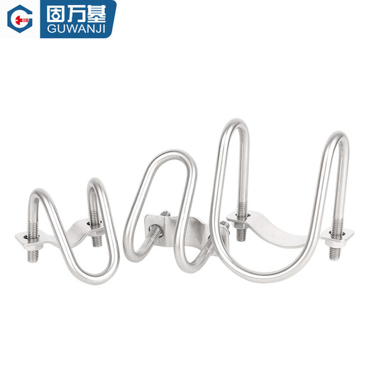Guwanji 304 stainless steel double U-shaped clamp screw cross U-shaped bolt pig farm special-shaped pipe buckle for breeding farm M8-60x32/2 inch card 1 point (1 piece)
