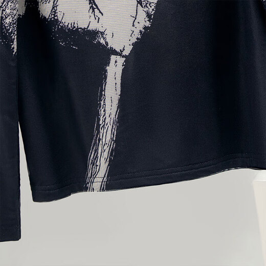 Sibaishe half turtleneck T-shirt 2025 autumn new women's printed slim long-sleeved velvet bottoming shirt