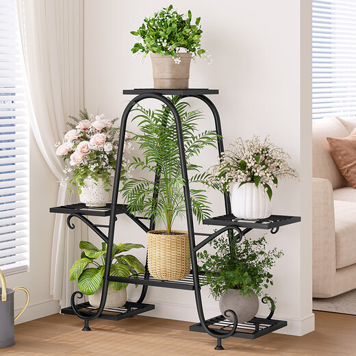Wojia flower stand floor-standing multi-layer iron art flower pot rack storage rack living room balcony pothos flower stand 941 gold