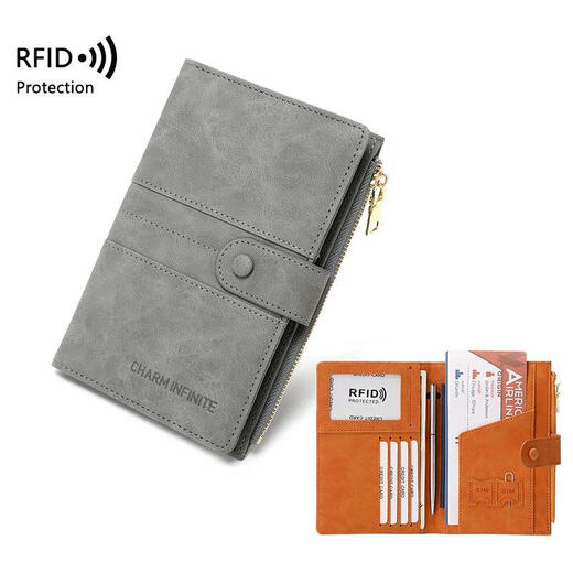 
Sanqihu's overseas passport storage bag protection case anti-theft brushing bank ticket clip multi-function travel passport anti-theft card bag rfid anti-scanning-gray