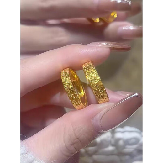 Broken Ice Ring 999 Broken Ice Ring Broken Gold Ring Gold-coated Silver Plain Ring for Female Couple Narrow Version 2mm US Size 6 Gold-Coated Silver Solid