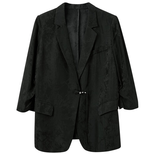 Tricolor Acetic Acid 2025 Autumn New Commuting Blazer Suit Temperament Simple Black M 160/84A