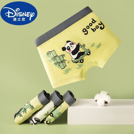 迪士尼（Disney）儿童内裤男童纯棉男卡通四角裤小学生大童不夹屁屁小男生平角短裤 1061竹子熊猫装 4条 170 M码【建议20斤-35斤】