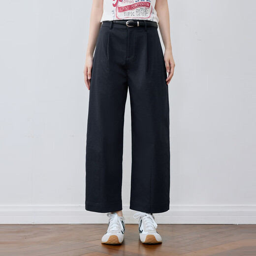 Shifanli casual pants dad pants bucket pants 2025 summer new loose and comfortable balloon pants cropped pants women navy blue M