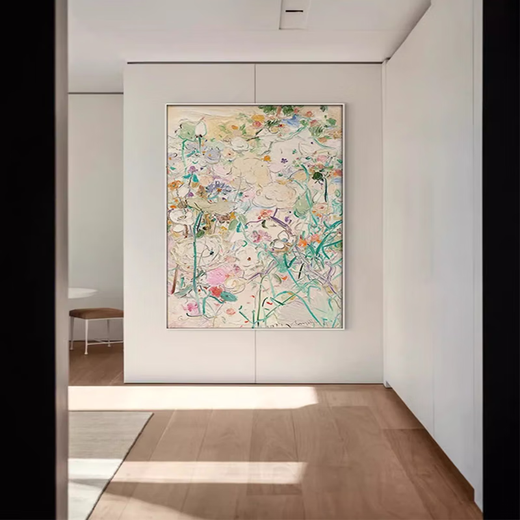 Oluoxun Yunmengze Fu Yibing prints niche abstract porch living room decoration painting cream style interesting children's bedroom hanging painting Yunmengze 60*80/CM aluminum alloy brushed-fashion silver hand-mounted 3