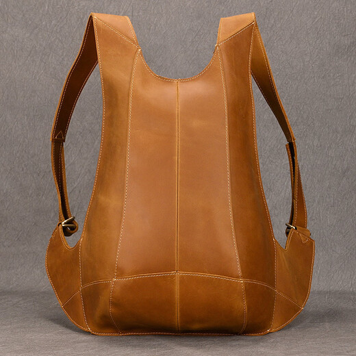 Herren echter Leder cooler Rucksack brauner Cowhide Sport Rucksack 9195 Dunkelbraun 13 Zoll