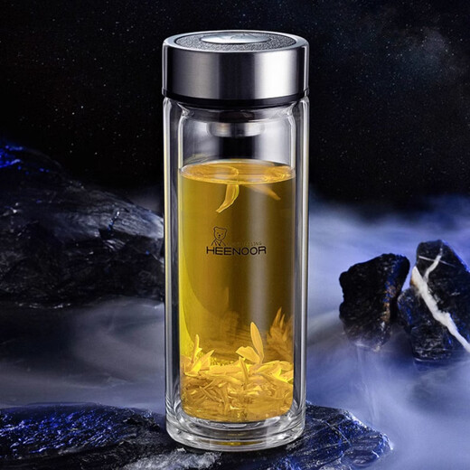 希诺（HEENOOR）玻璃杯子双层银离子杯隔热泡茶办公水杯男女士茶杯 【单层层】XN-9905 500ml