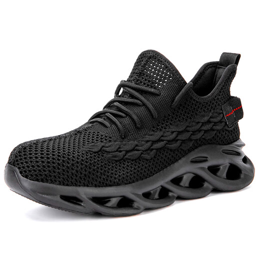 Chaussures de protection du travail pour hommes respirants à la semelle douce légère légers décontractée de la tête de la tête de la tête de la tête de la tête de la tête 844 ... '43 844 Black Flying Weaving Anti-Smashing Anti-Puncture