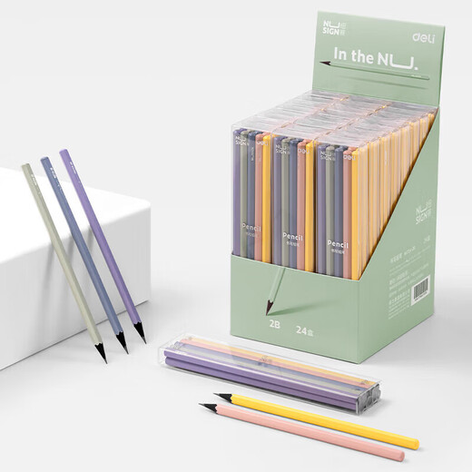 Deli 2B Bleistift für Grundschüler Erste Kindergarten Kinder Hb Bleistiftprüfung kontinuierlich Core Hexagon Green Pole Schreiben Skizze Bleistift zweite Klasse Kartenstift 2 Verhältnis Pence NS724 2B Schwarzes Holz 10 Stück/Box