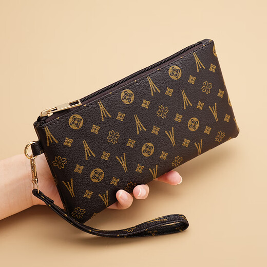 Kangaroo Fashion Retro Hand-held Women's Bag Coin Purse Women's Clutch Women's Hand Bag Fashion Versatile Women's Mobile Phone Small Bag 212 Coffee Color