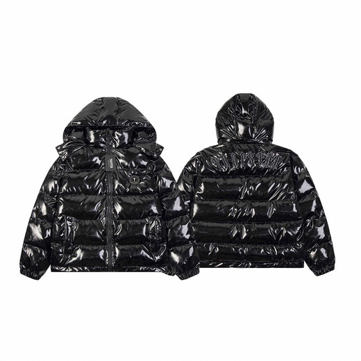 Zhidoudou trapstar couple outfit down cotton jacket retro stand collar gloss simple letter small label embroidered cotton jacket thick jacket pk---9901 blue S