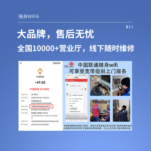 WIFI portátil europeo, WiFi inalámbrico portátil 6 de China Unicom, WiFi portátil 4G de alta velocidad montado en el automóvil WiFi 6+ Velocidad ilimitada + Numerosos derechos de miembro, China Unicom se une para producir velocidad ilimitada garantizada