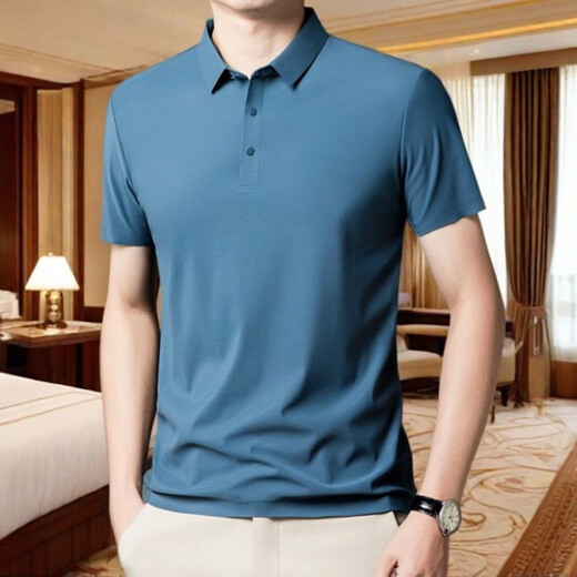 Ttpmer Summer Stretch Ice Silk Shirt Polo Camiseta de manga corta Tendencia de camiseta 12358 Negro + 12358 Dark Grey M Recomendado 80-105Jin [Jin equivale a 0.5 kg]