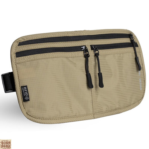 POTRAVEL.DESIGNRFID Anti-theft Brush Sports Waist Bag Travel Portable Certificate Storage Bag Intimate Hanging Bag Shoubao Large Capacity Passport Bag Kaki