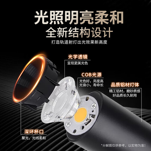 FSL Foshan lighting track light led spotlight clothing store commercial super exhibition hall spotlight background wall surface mounted track spotlight black shell 25 watt white light-purchase second line guide rail