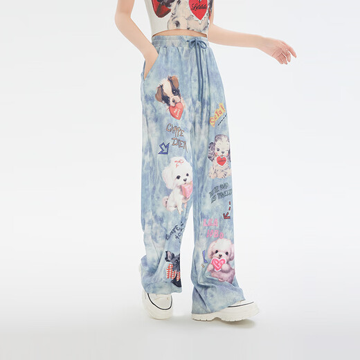 Lalabobo [Sonnenschutz und UV-Schutz] Fun Weit-Bein-Hosen für Frauen 2025 Sommer Neue lose und vielseitige Hosen LBEB-WXZC22 Blue Thin L.