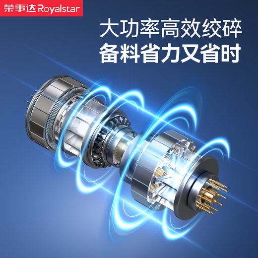 Royalstar garlic pounder electric garlic mashed artifact household garlic press small meat grinder garlic masher garlic garlic puller Lake Green 300ml glass + three-leaf knife