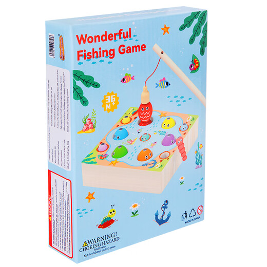 Sangetian Children's Magnetic Fishing Toy Early Education Enlightenment Magnetic Absorption Wooden Fish Catching Insect Parent-Child Hand-Eye Coordination Fine Movement Fun Fishing Insect Catching Game (Solid Wood Thick Bottom)