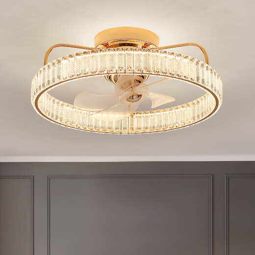 Opudakochi Camp Bedroom Light Shaking Head Fan Light Fan Light Modern Simple Light Luxury Crystal Living Room Master Bedroom Dining Ceiling Light 686 Gold 50CM Wuji+ - Shake Head