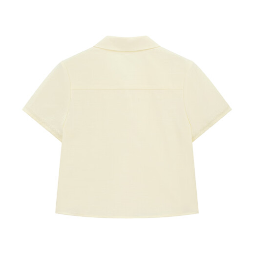 ELLE KIDS children's clothing French embroidered short-sleeved shirt for girls summer new Cuban collar vacation style top, goose yellow 160 (S)