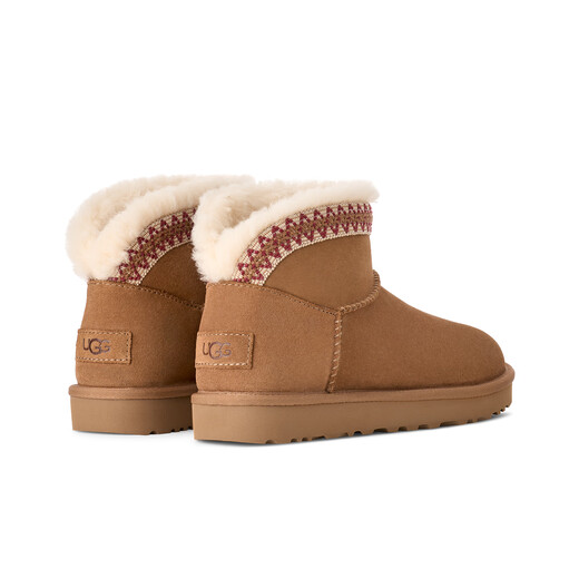 UGG autumn new women's comfortable and fashionable flat solid color round toe warm casual snow boots short boots 1174496 CHE | Maroon 39 The shoe is too small, it is recommended to take a larger size