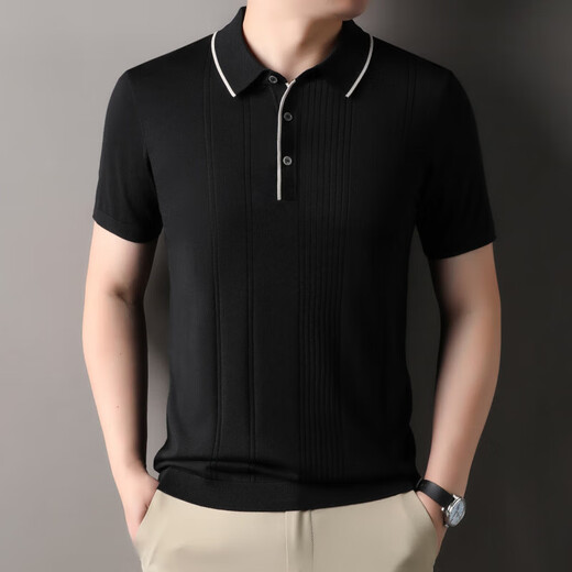 Polo à manches à manches courtes pour hommes 2025 Été Nouveau revers T-shirt à rayures à rayures simples décontractées pour hommes Brown haut de gamme (vitesse de spot) M / 105 (vitesse de spot) [90-120Jin [Jin est égal à 0,5 kg]]]