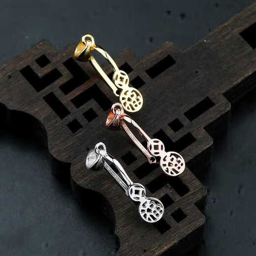 Fat Donglai's same platinum pendant buckle, 18K gold safety buckle, special clip buckle Au750 jade beeswax jade with blessing character, white blessing character safety buckle head, medium size