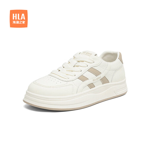 HaiLan Home (HLA) women's shoes casual sports lightweight and high-rise casual board shoes small white shoes HDAYXW2CDQ097 rice apricot color 35