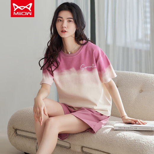 Catman (Miiow) Pajamas de algodón puro para mujeres en pantalones cortos de manga cortos de verano Celebrity Summer Summer Alto valor La ropa para el hogar se puede usar fuera del traje ZH-9856 [set] 2xl Código 140-160Jin [Jin equivale a 0.5 kg] Es necesario reservar la contracción