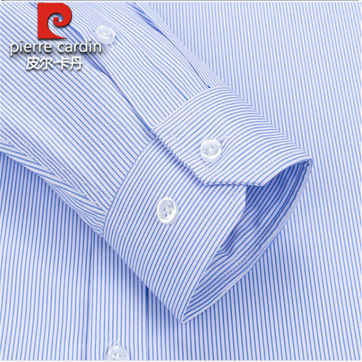 Pier Cardin Authentic Xinjiang reines Baumwollfreies Eisenhemd Herren-Langarm 2025 Frühling, mittlere und ältere Unternehmen Anti-Falten-Formale Verschleiß blau gestreiftes Inch-Hemd 8w6626 42 150 ~