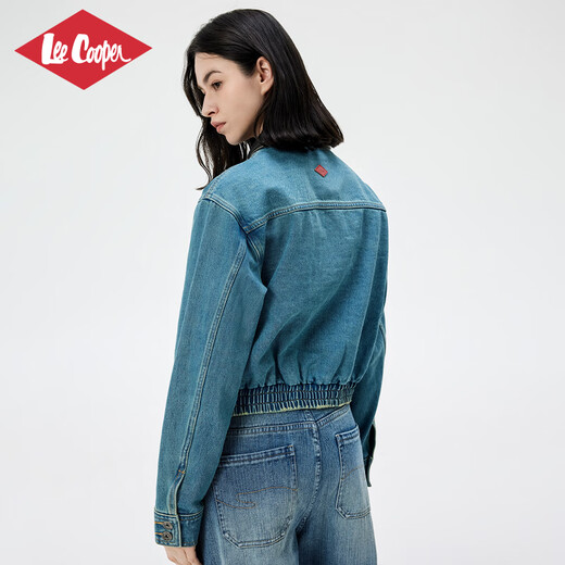 Lee Cooper李库珀高端美式牛仔外套女短款翻领品牌复古水洗设计感小众夹克女 蓝色 M