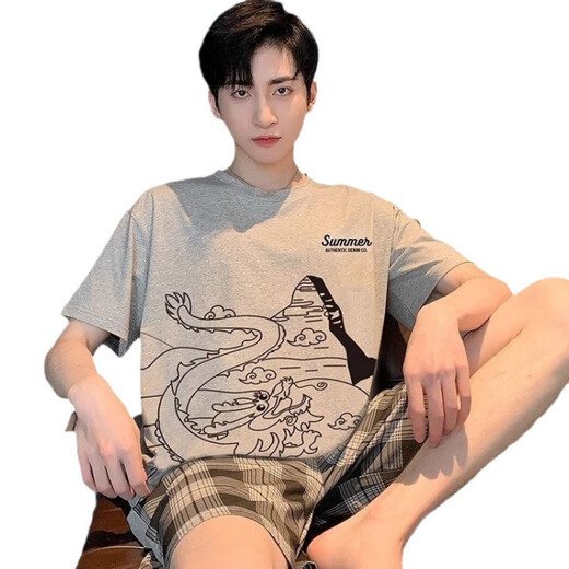Rongxitu (Rongxitu) Pajamas hommes Men d'été à manches courtes pour adolescents lycéens dessin animé des vêtements à la maison des hommes plus grosses