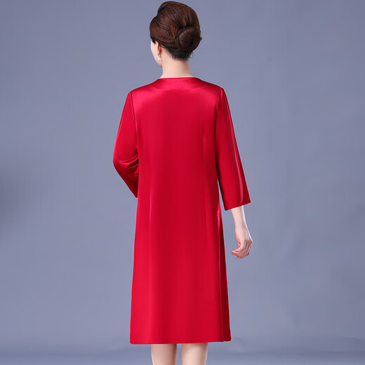 Saimandie fat mother-in-law plus fat plus size wedding banquet dress female acetate dress large size happy mother-in-law outfit 200Jin Jin equals 0.5kg Fat Mom Red 8XL 171-185Jin Jin equals 0.5kg