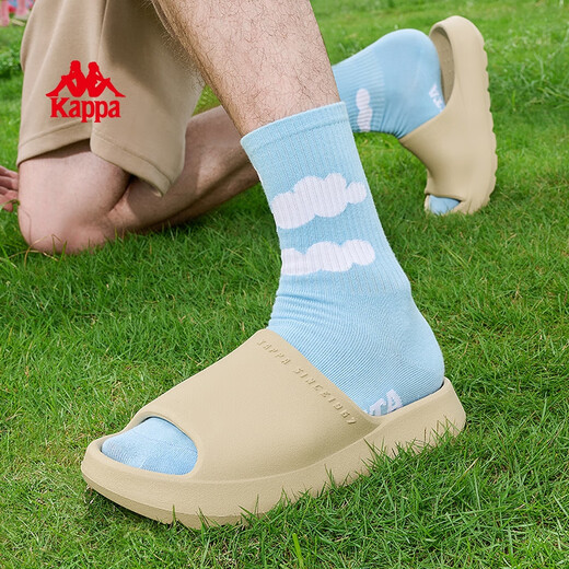 KAPPA Slippers Men's 2025 Summer New Sports Slippers Anti-Slip Beach Shoes Men's Thick-Soled Fashionable Slippers Winter White 41-42