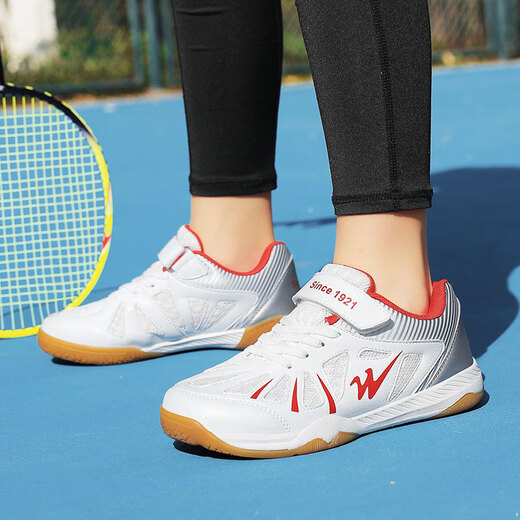 
Double Star Badminton Shoes Children's 6-13-year-old boys and girls professional summer breathable competition sports shoes for youth table tennis shoes white red 31